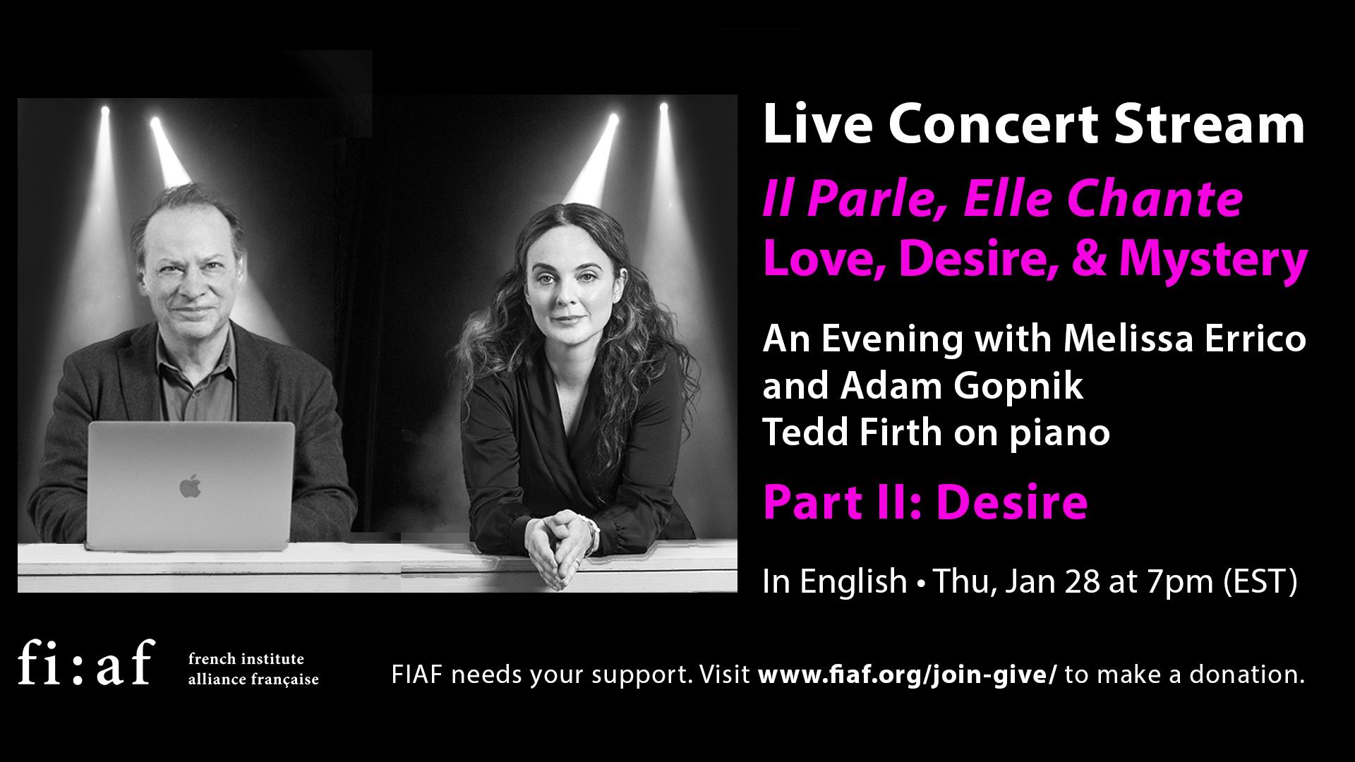 Concert | Desire — Melissa Errico & Adam Gopnik (Love, Desire & Mystery)