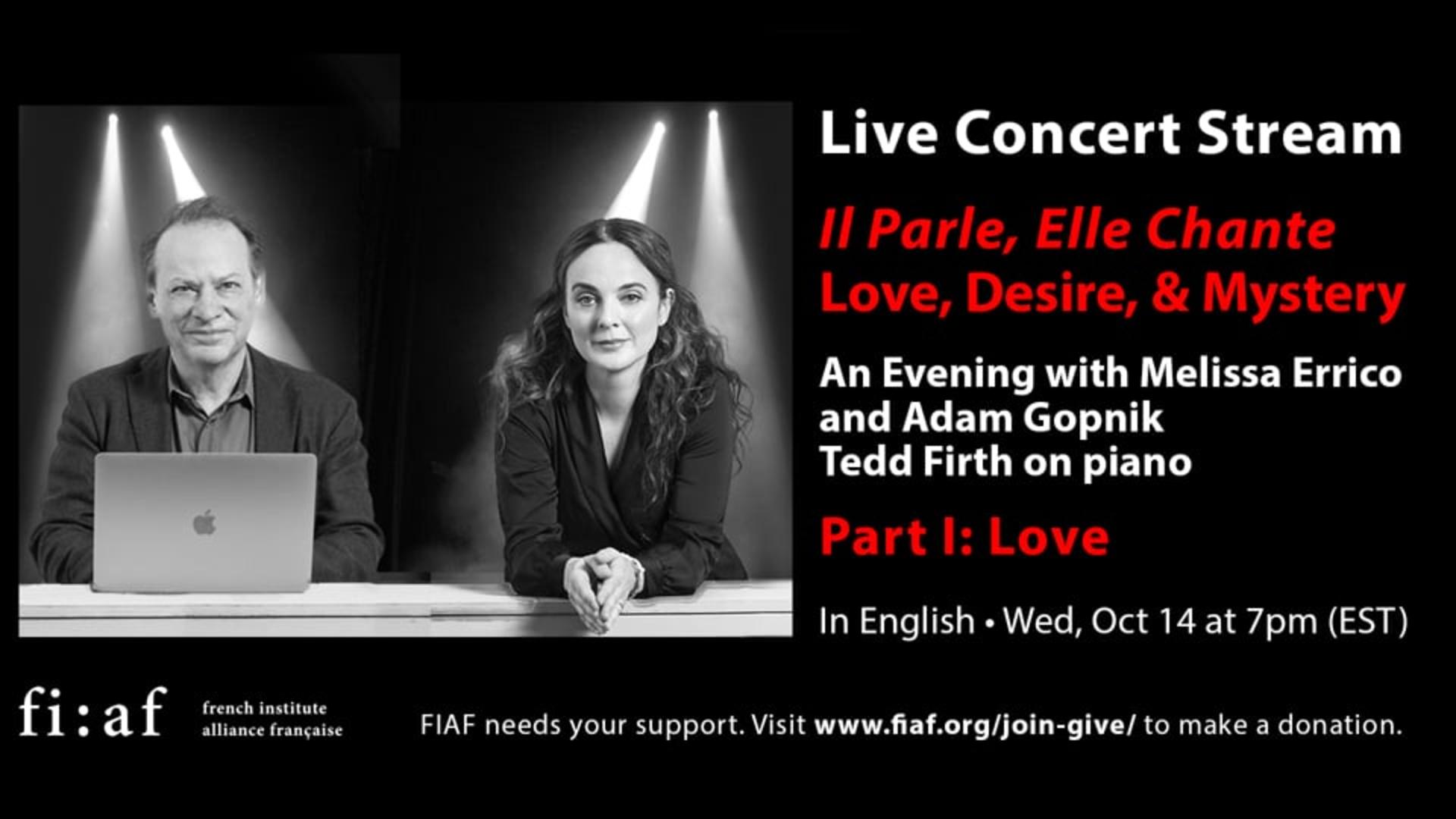Concert | Love — Melissa Errico & Adam Gopnik (Love, Desire & Mystery)