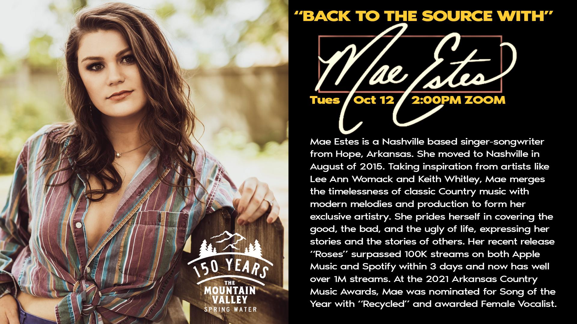 "Back to the Source" A conversation with country music singer Mae Estes